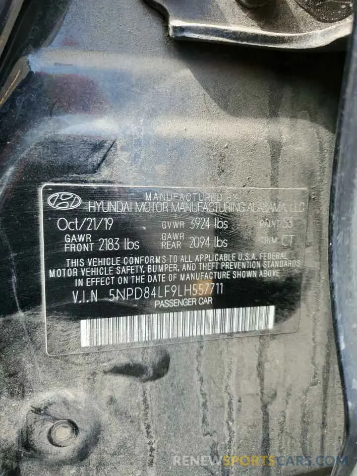 12 Photograph of a damaged car 5NPD84LF9LH557711 HYUNDAI ELANTRA 2020