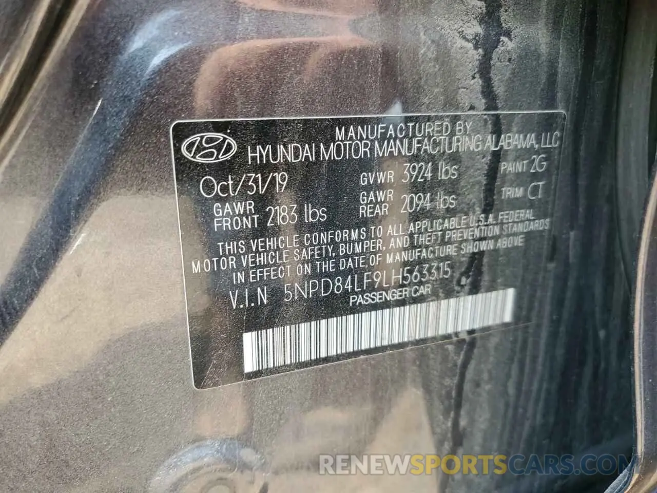 12 Photograph of a damaged car 5NPD84LF9LH563315 HYUNDAI ELANTRA 2020