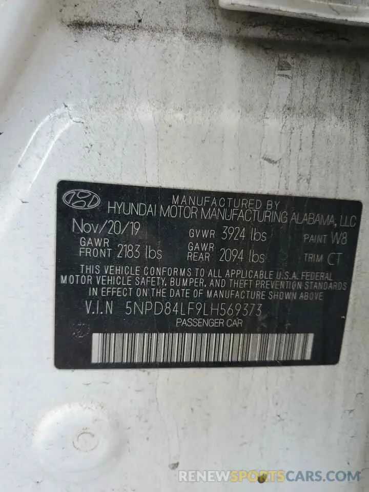 12 Photograph of a damaged car 5NPD84LF9LH569373 HYUNDAI ELANTRA 2020