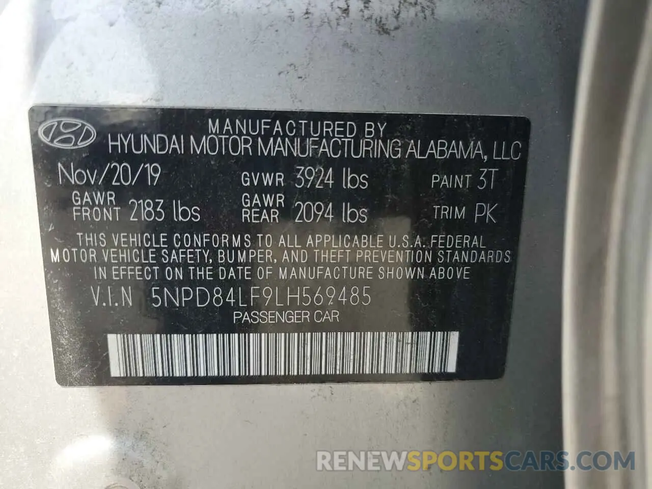13 Photograph of a damaged car 5NPD84LF9LH569485 HYUNDAI ELANTRA 2020