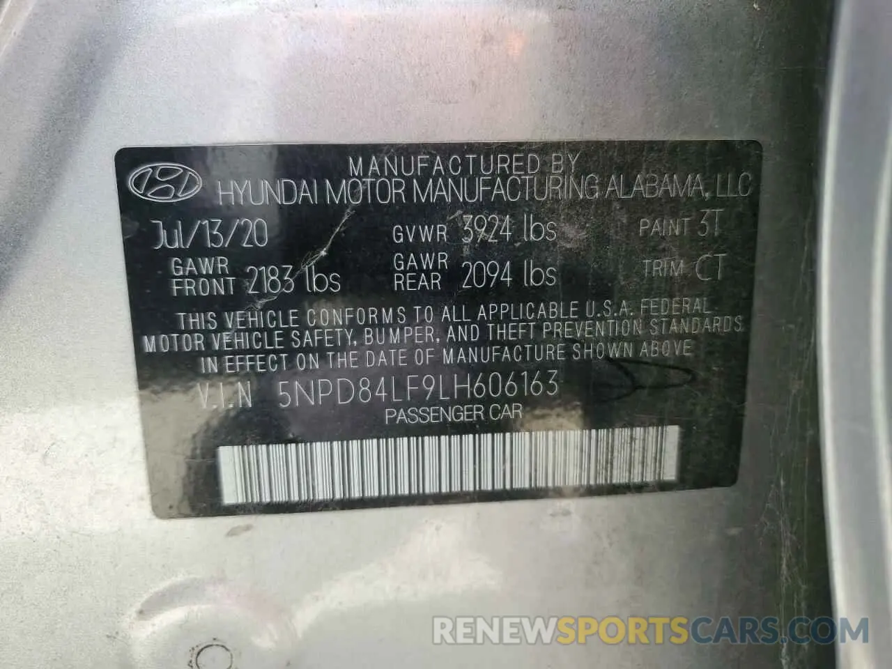 12 Photograph of a damaged car 5NPD84LF9LH606163 HYUNDAI ELANTRA 2020