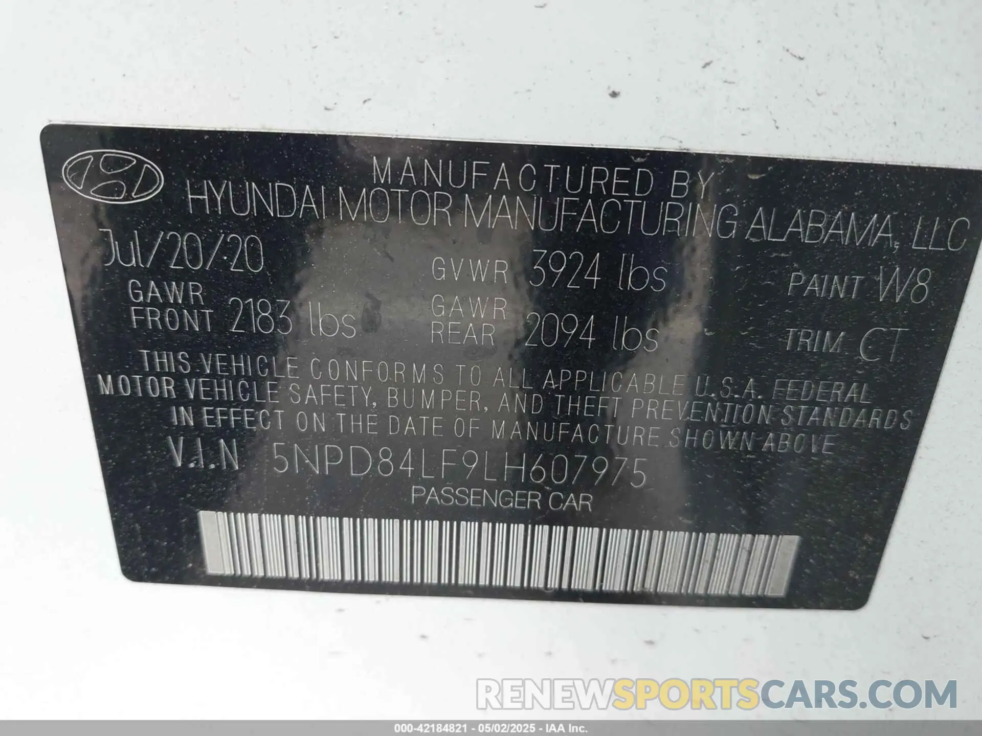 9 Photograph of a damaged car 5NPD84LF9LH607975 HYUNDAI ELANTRA 2020