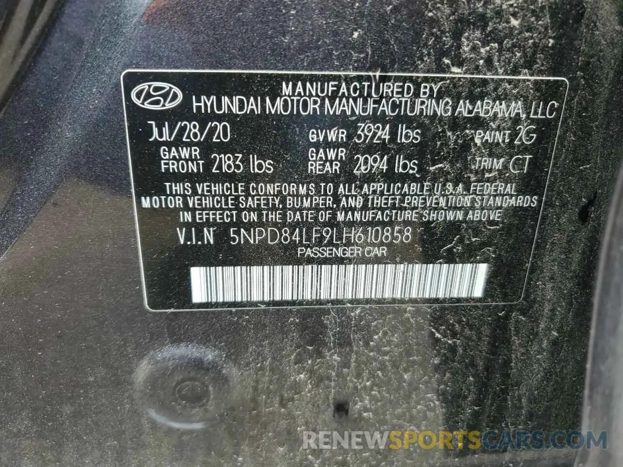 13 Photograph of a damaged car 5NPD84LF9LH610858 HYUNDAI ELANTRA 2020
