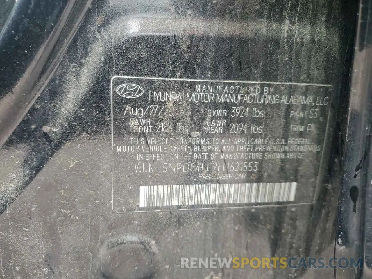 13 Photograph of a damaged car 5NPD84LF9LH621553 HYUNDAI ELANTRA 2020