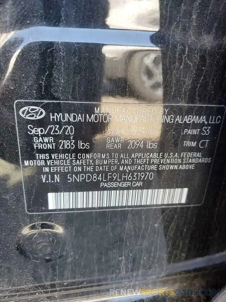12 Photograph of a damaged car 5NPD84LF9LH631970 HYUNDAI ELANTRA 2020