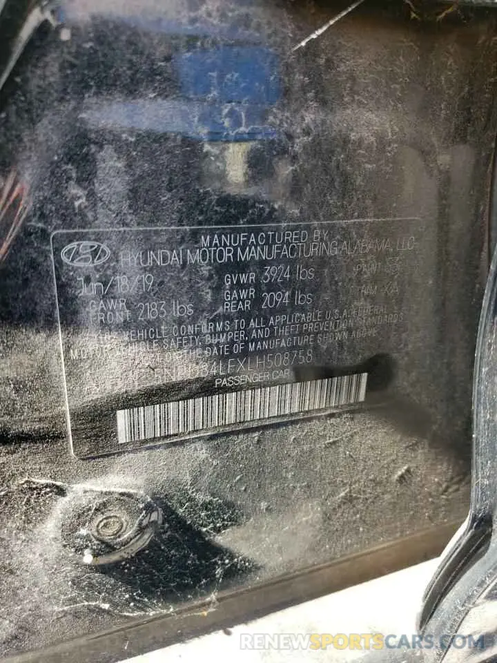 12 Photograph of a damaged car 5NPD84LFXLH508758 HYUNDAI ELANTRA 2020