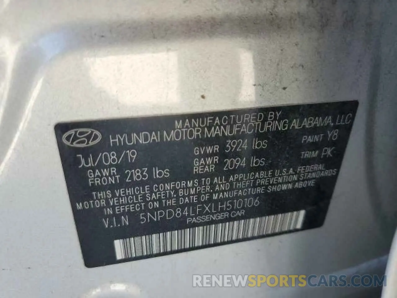 12 Photograph of a damaged car 5NPD84LFXLH510106 HYUNDAI ELANTRA 2020