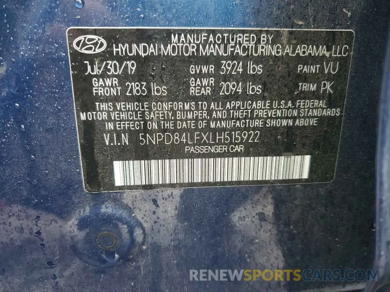 12 Photograph of a damaged car 5NPD84LFXLH515922 HYUNDAI ELANTRA 2020