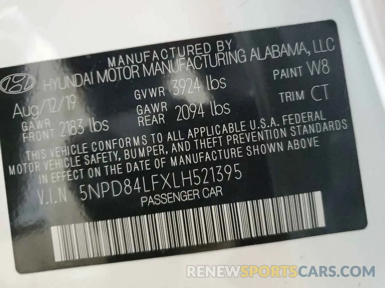 13 Photograph of a damaged car 5NPD84LFXLH521395 HYUNDAI ELANTRA 2020