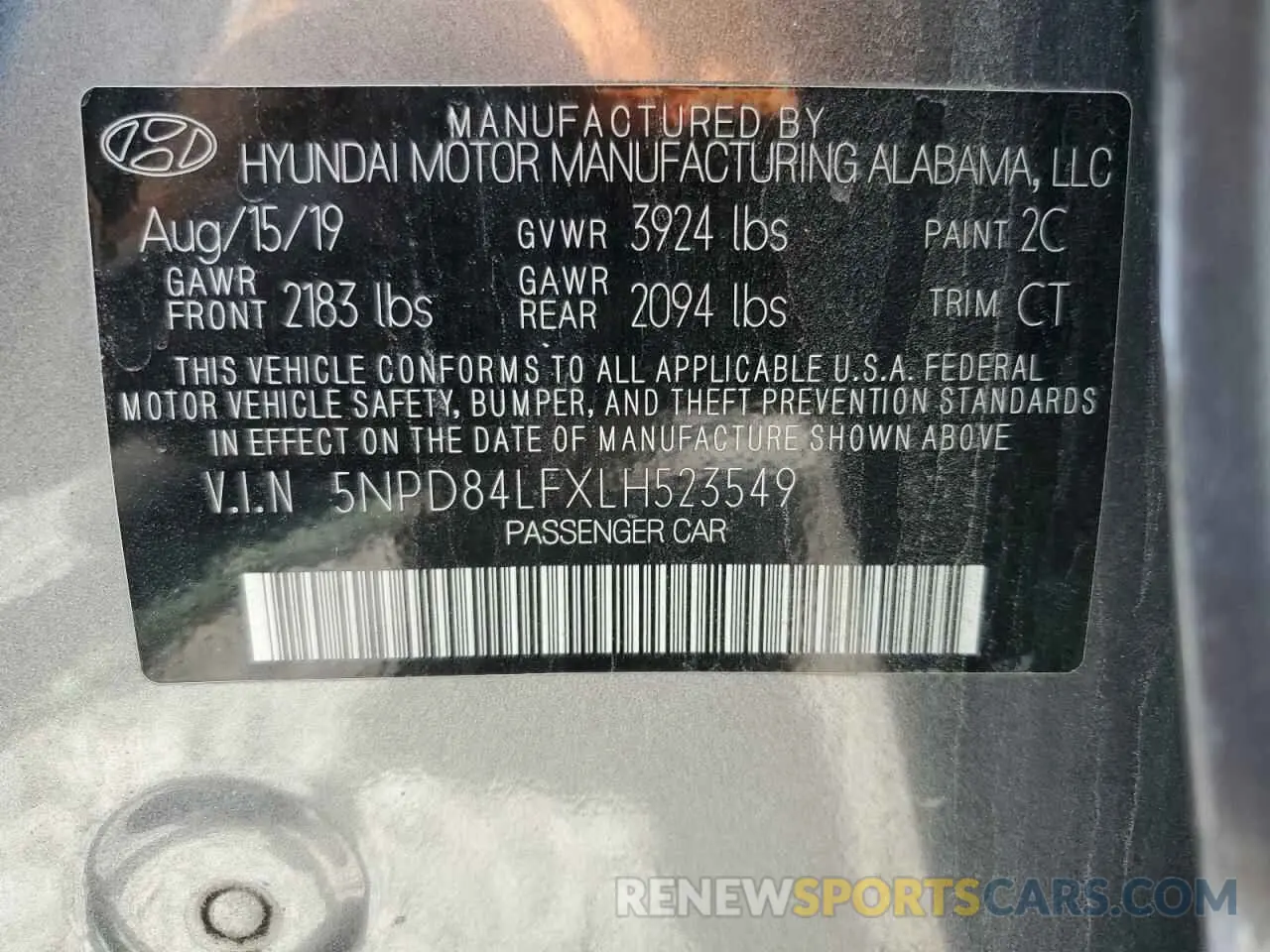 12 Photograph of a damaged car 5NPD84LFXLH523549 HYUNDAI ELANTRA 2020