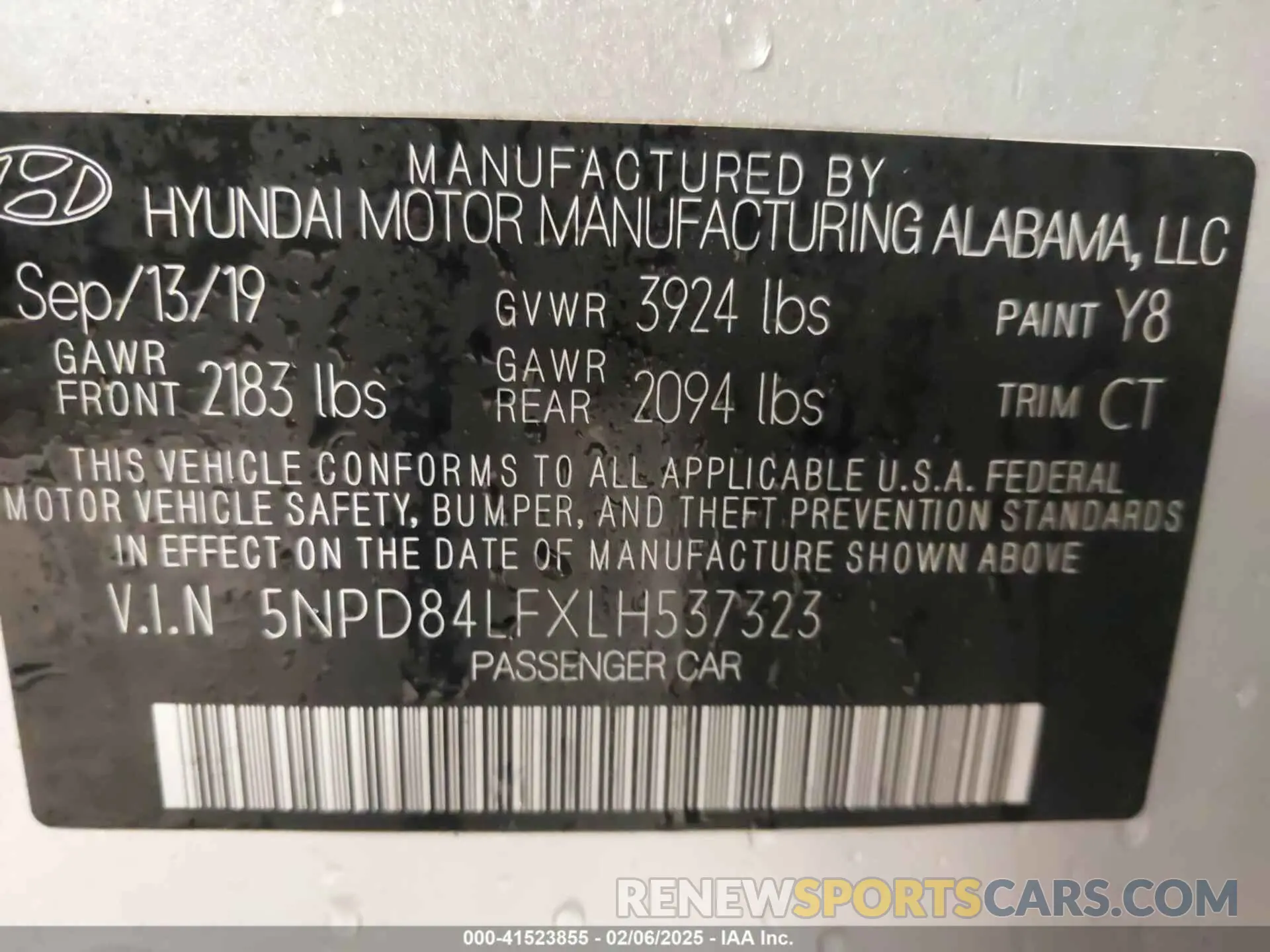 9 Photograph of a damaged car 5NPD84LFXLH537323 HYUNDAI ELANTRA 2020