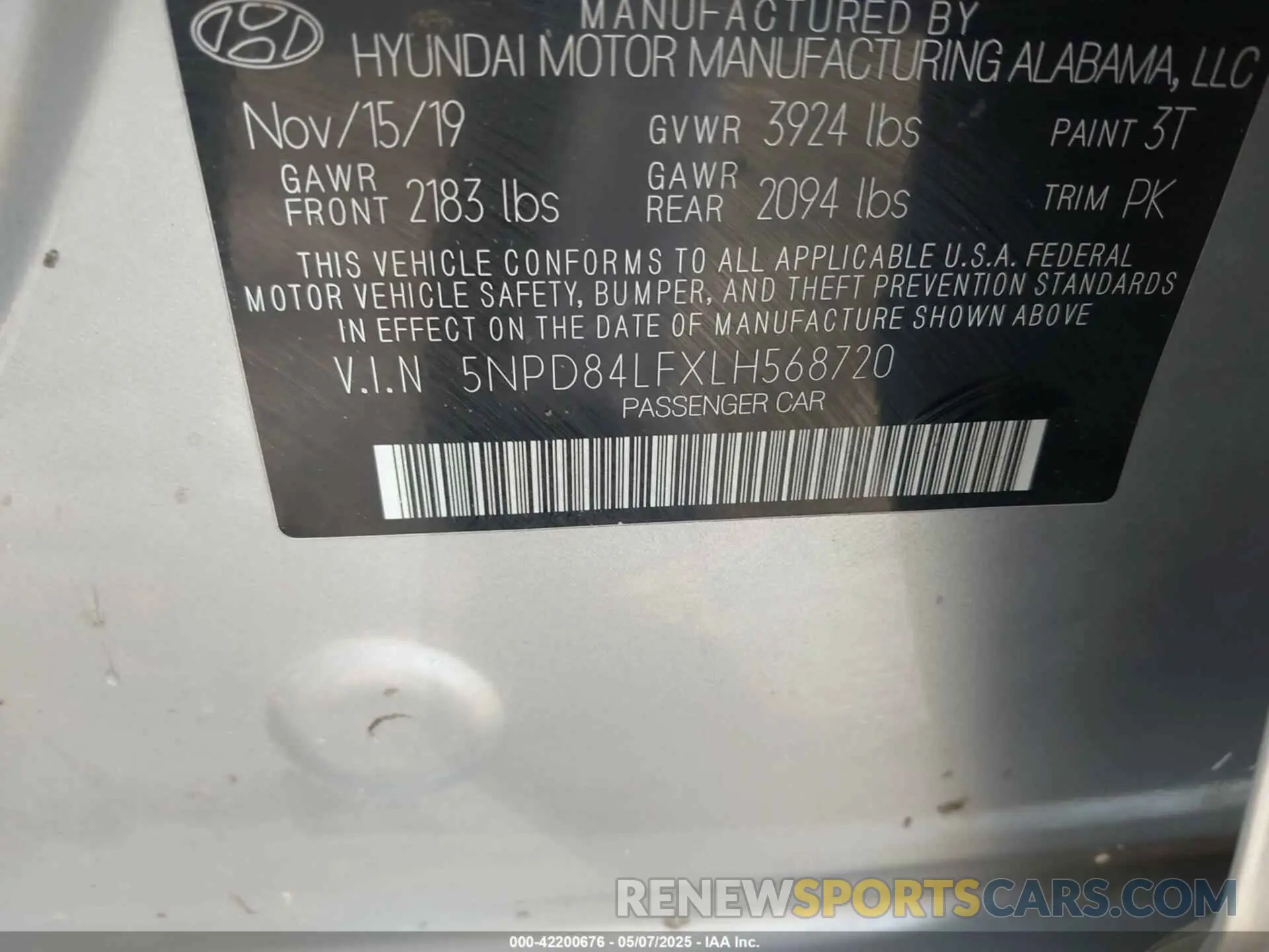 9 Photograph of a damaged car 5NPD84LFXLH568720 HYUNDAI ELANTRA 2020