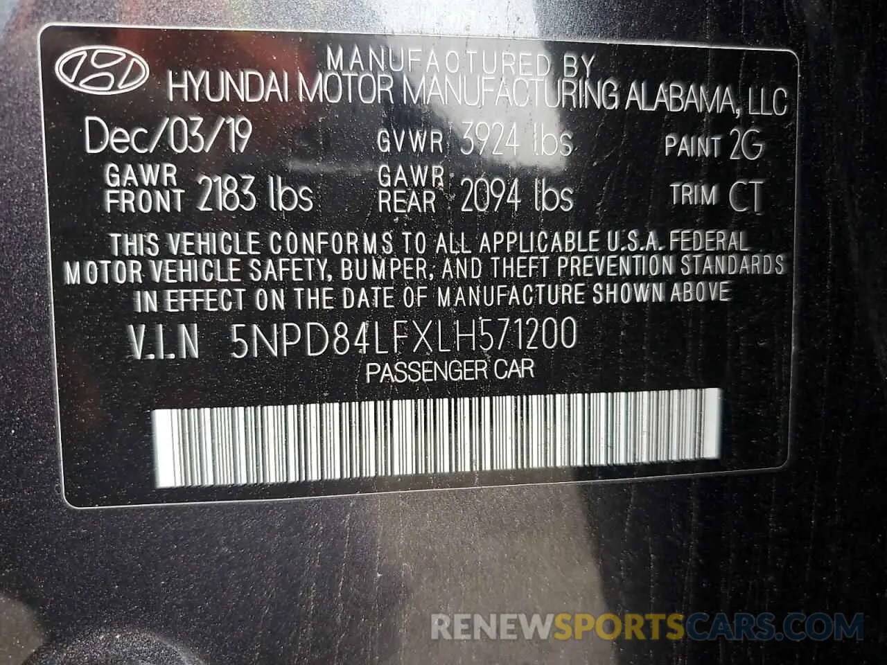 13 Photograph of a damaged car 5NPD84LFXLH571200 HYUNDAI ELANTRA 2020