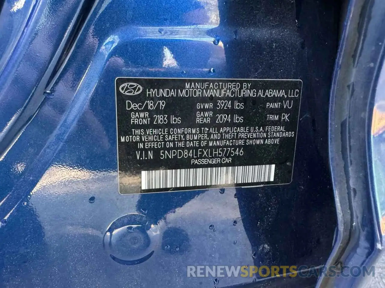 10 Photograph of a damaged car 5NPD84LFXLH577546 HYUNDAI ELANTRA 2020