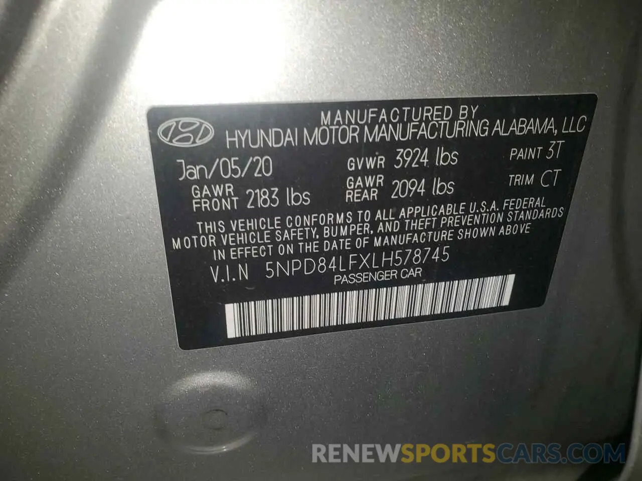 12 Photograph of a damaged car 5NPD84LFXLH578745 HYUNDAI ELANTRA 2020