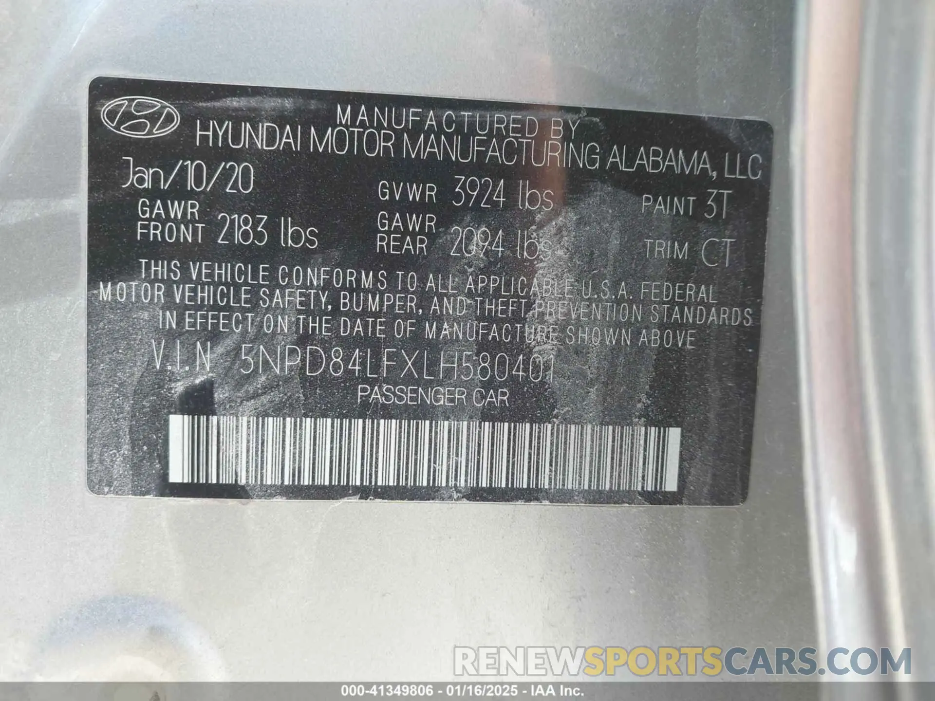 9 Photograph of a damaged car 5NPD84LFXLH580401 HYUNDAI ELANTRA 2020