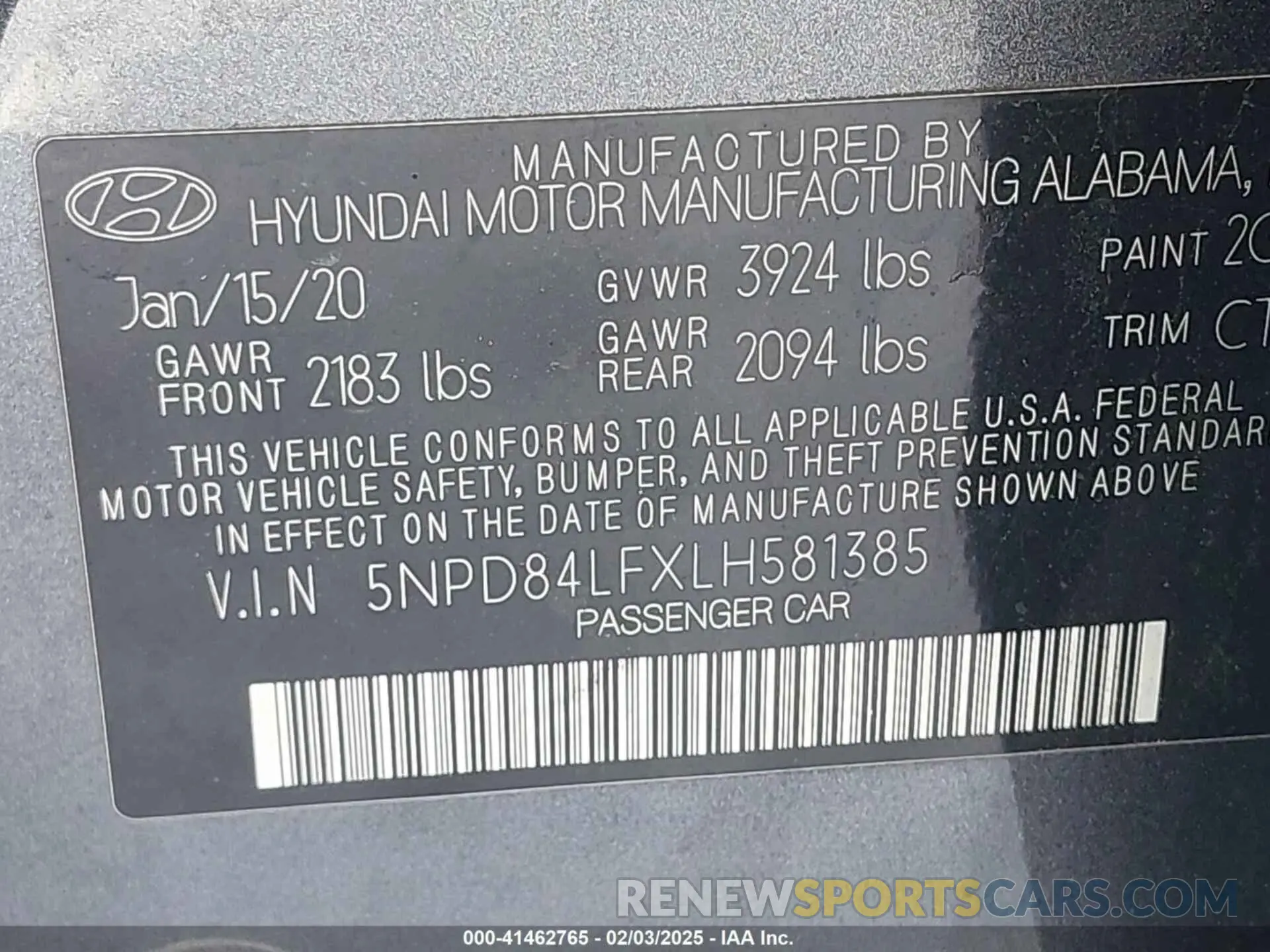 9 Photograph of a damaged car 5NPD84LFXLH581385 HYUNDAI ELANTRA 2020