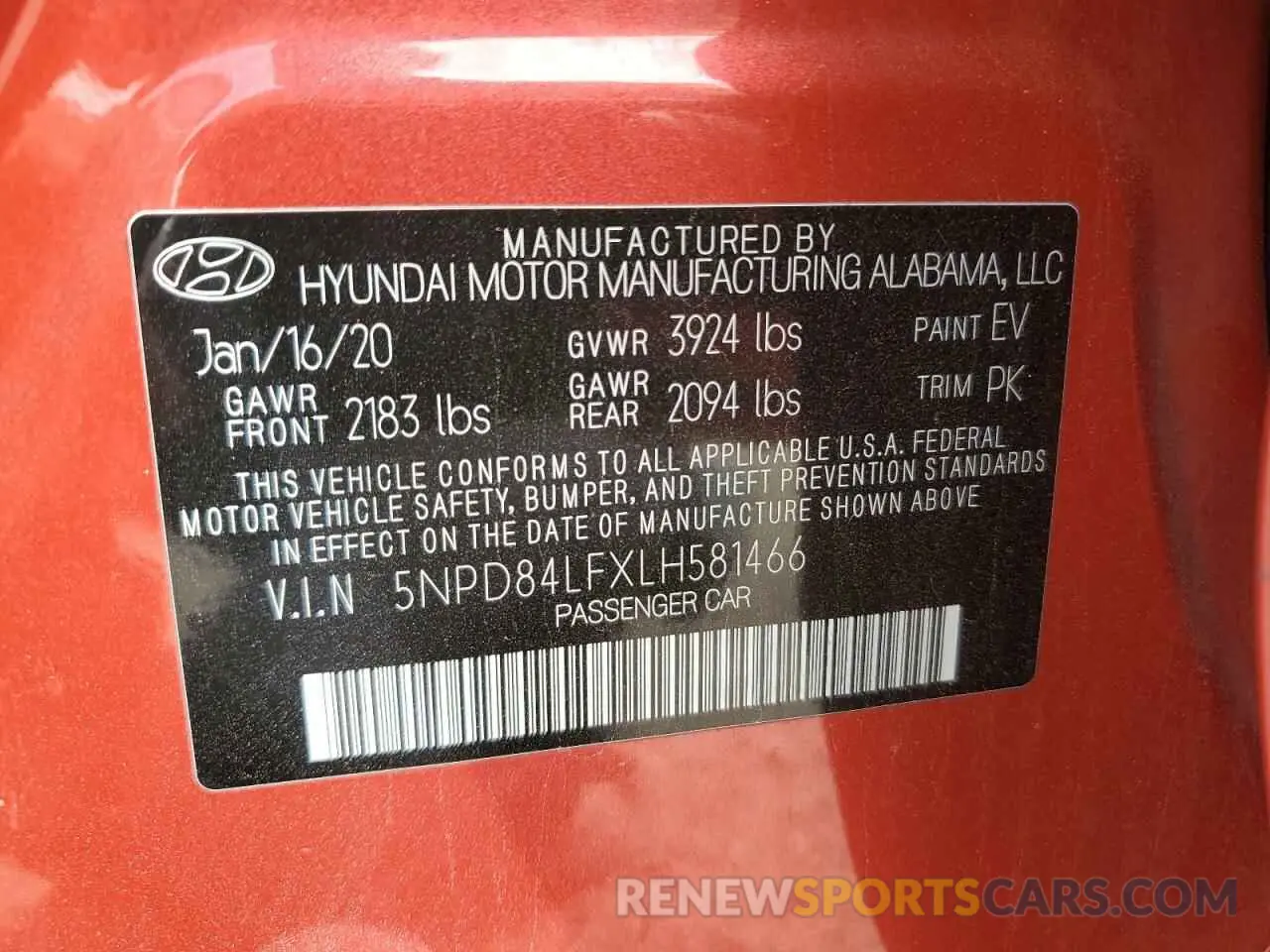 12 Photograph of a damaged car 5NPD84LFXLH581466 HYUNDAI ELANTRA 2020