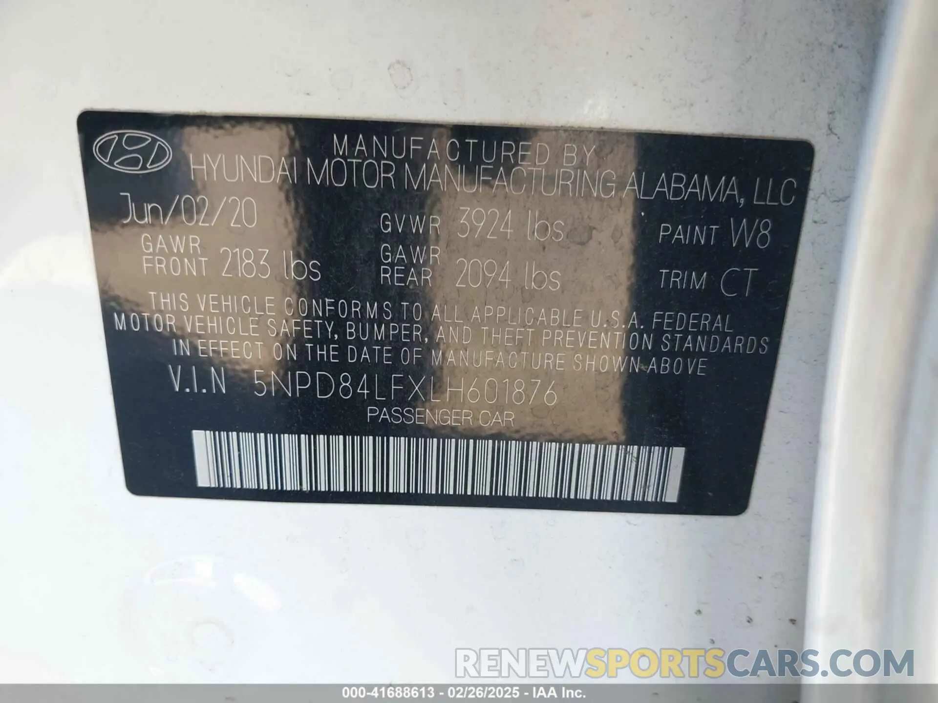 9 Photograph of a damaged car 5NPD84LFXLH601876 HYUNDAI ELANTRA 2020