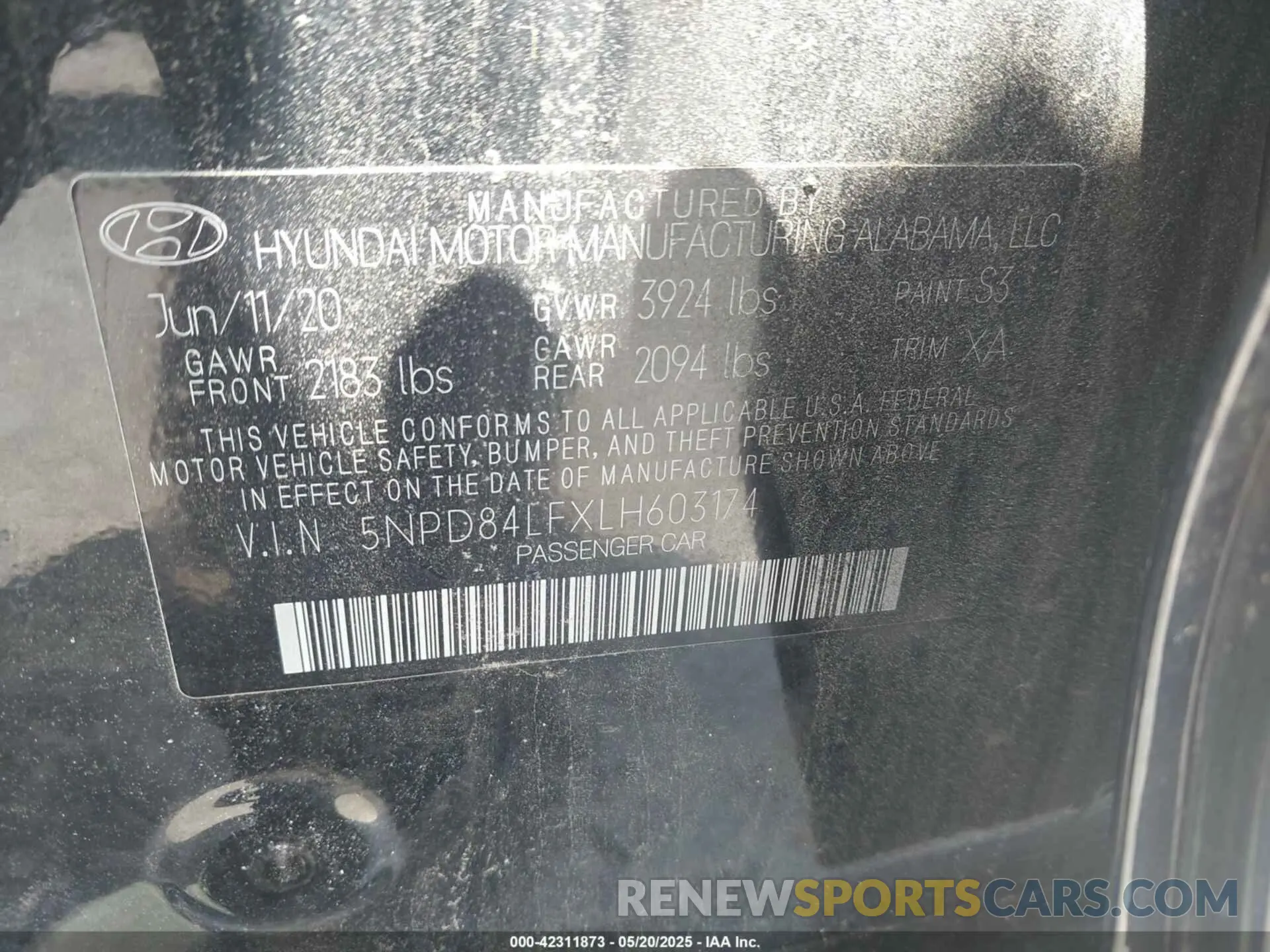 9 Photograph of a damaged car 5NPD84LFXLH603174 HYUNDAI ELANTRA 2020