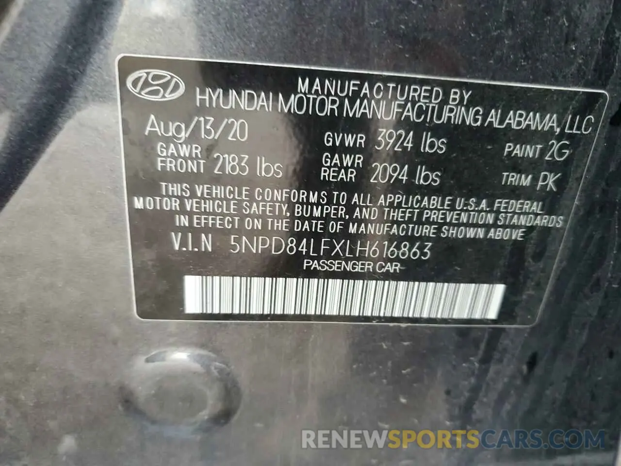 12 Photograph of a damaged car 5NPD84LFXLH616863 HYUNDAI ELANTRA 2020