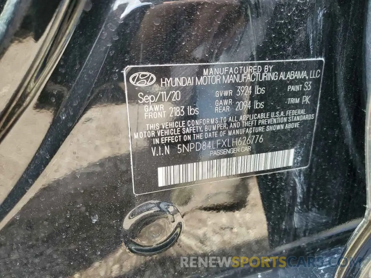 12 Photograph of a damaged car 5NPD84LFXLH626776 HYUNDAI ELANTRA 2020