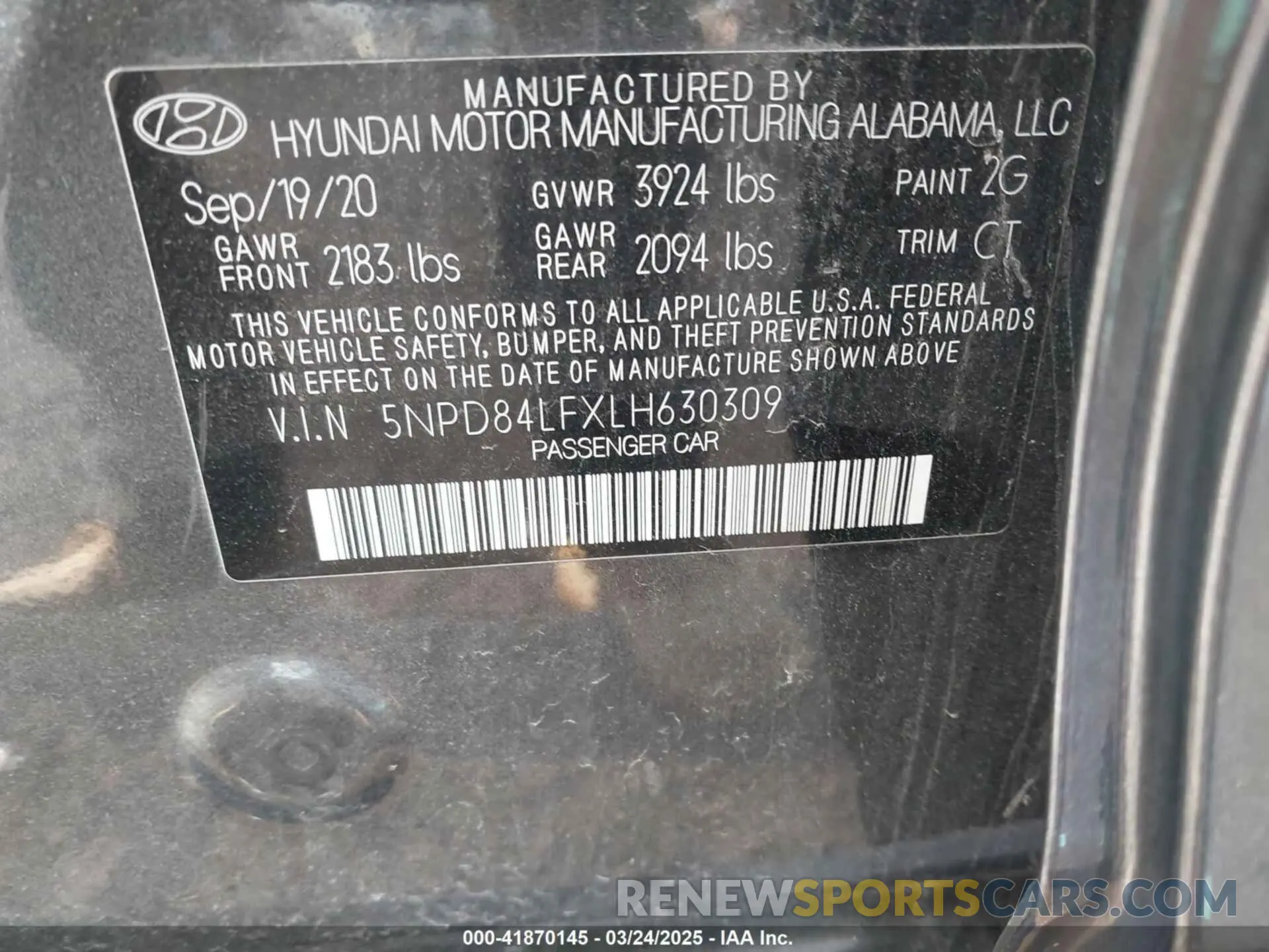 9 Photograph of a damaged car 5NPD84LFXLH630309 HYUNDAI ELANTRA 2020