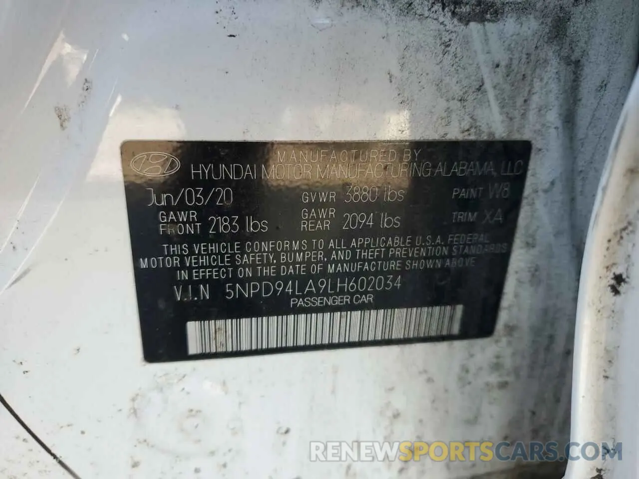 12 Photograph of a damaged car 5NPD94LA9LH602034 HYUNDAI ELANTRA 2020