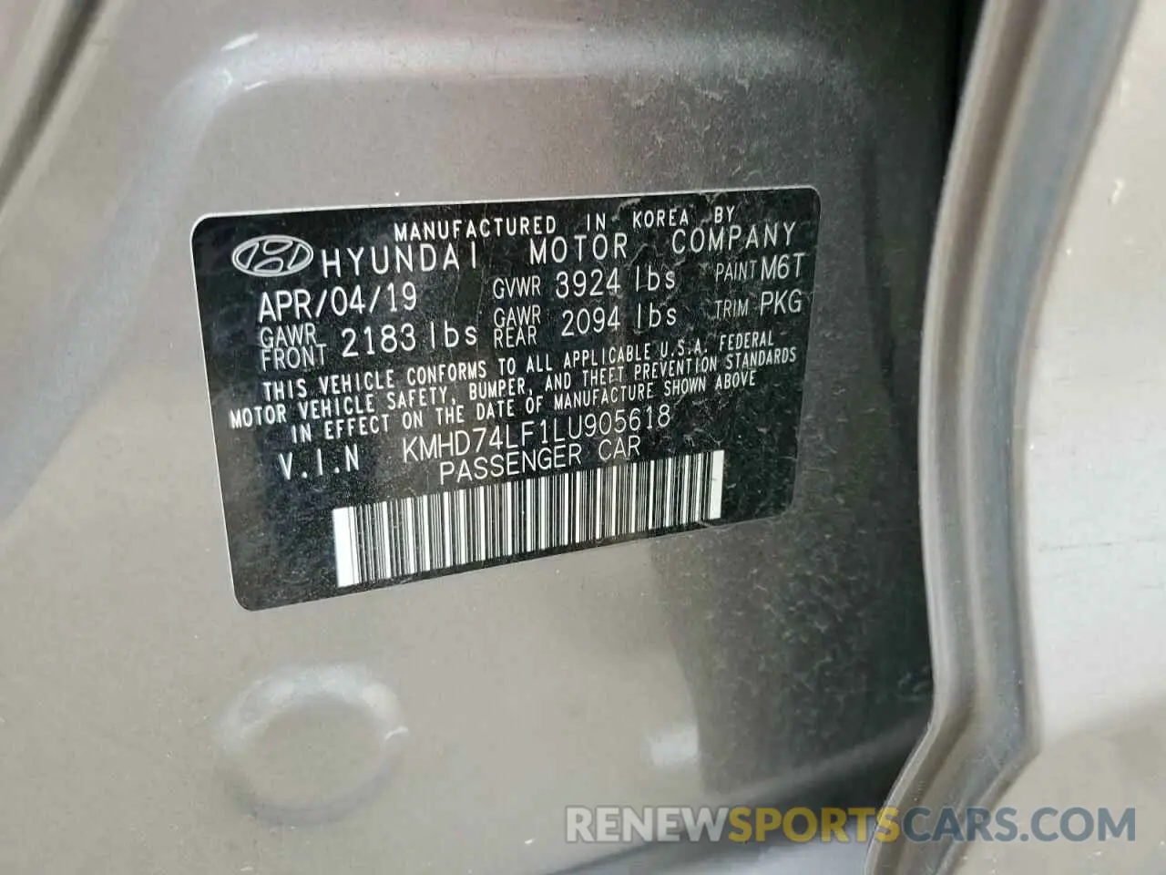 13 Photograph of a damaged car KMHD74LF1LU905618 HYUNDAI ELANTRA 2020