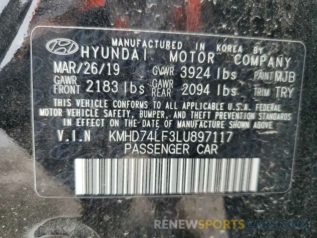 12 Photograph of a damaged car KMHD74LF3LU897117 HYUNDAI ELANTRA 2020