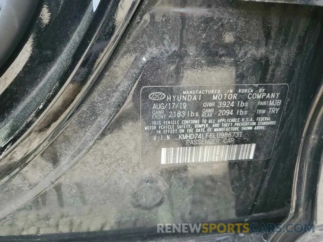 12 Photograph of a damaged car KMHD74LF6LU986731 HYUNDAI ELANTRA 2020