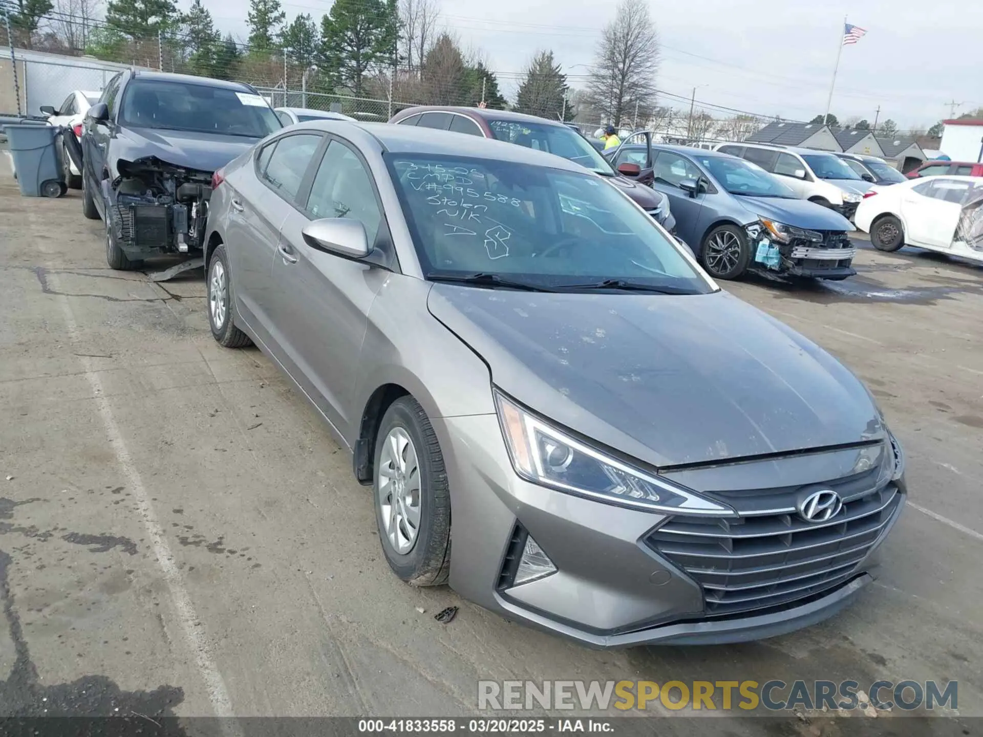 1 Photograph of a damaged car KMHD74LF6LU995588 HYUNDAI ELANTRA 2020