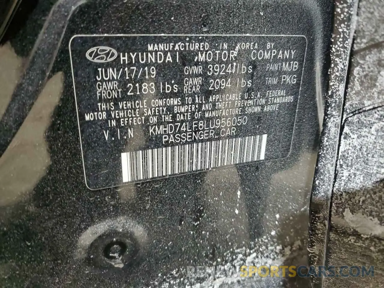 14 Photograph of a damaged car KMHD74LF8LU956050 HYUNDAI ELANTRA 2020