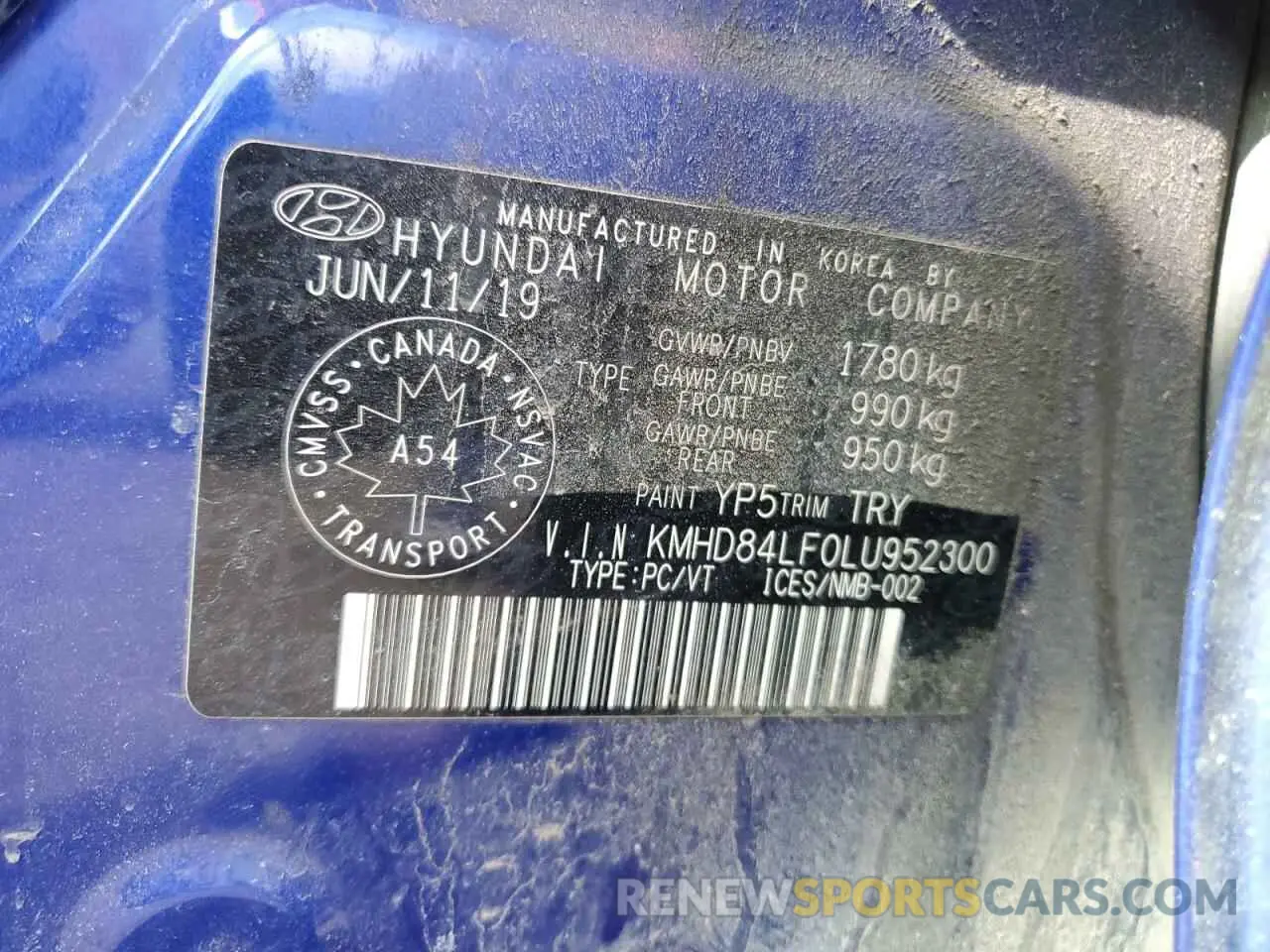 13 Photograph of a damaged car KMHD84LF0LU952300 HYUNDAI ELANTRA 2020