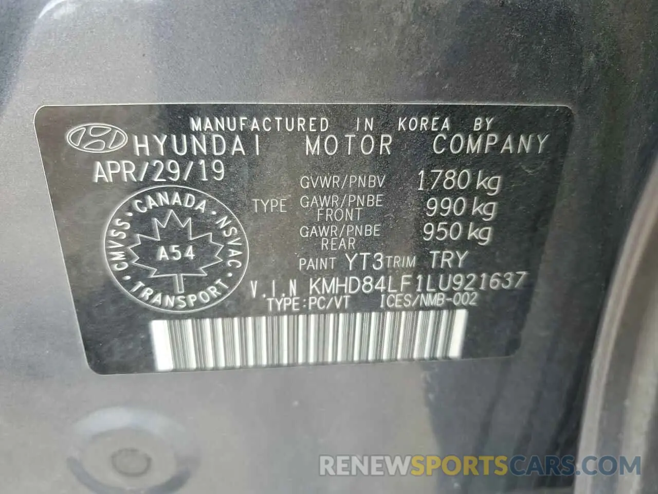 12 Photograph of a damaged car KMHD84LF1LU921637 HYUNDAI ELANTRA 2020