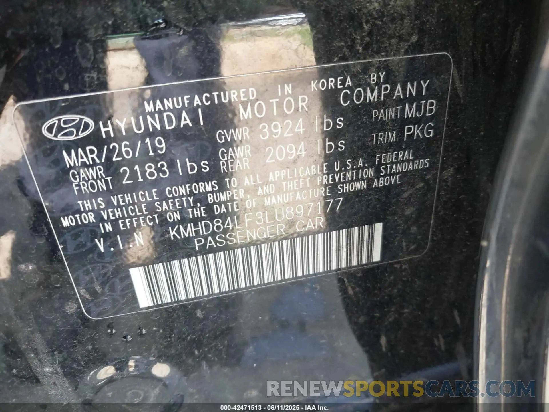9 Photograph of a damaged car KMHD84LF3LU897177 HYUNDAI ELANTRA 2020