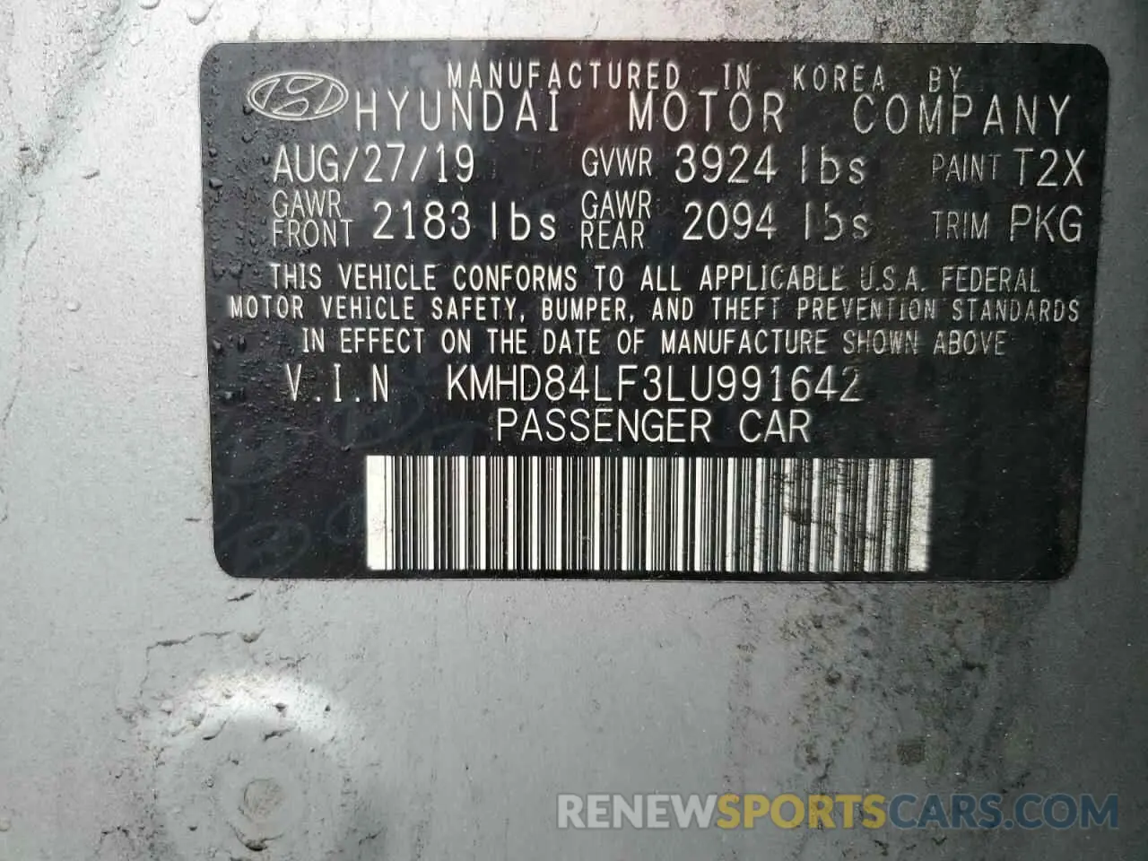 13 Photograph of a damaged car KMHD84LF3LU991642 HYUNDAI ELANTRA 2020