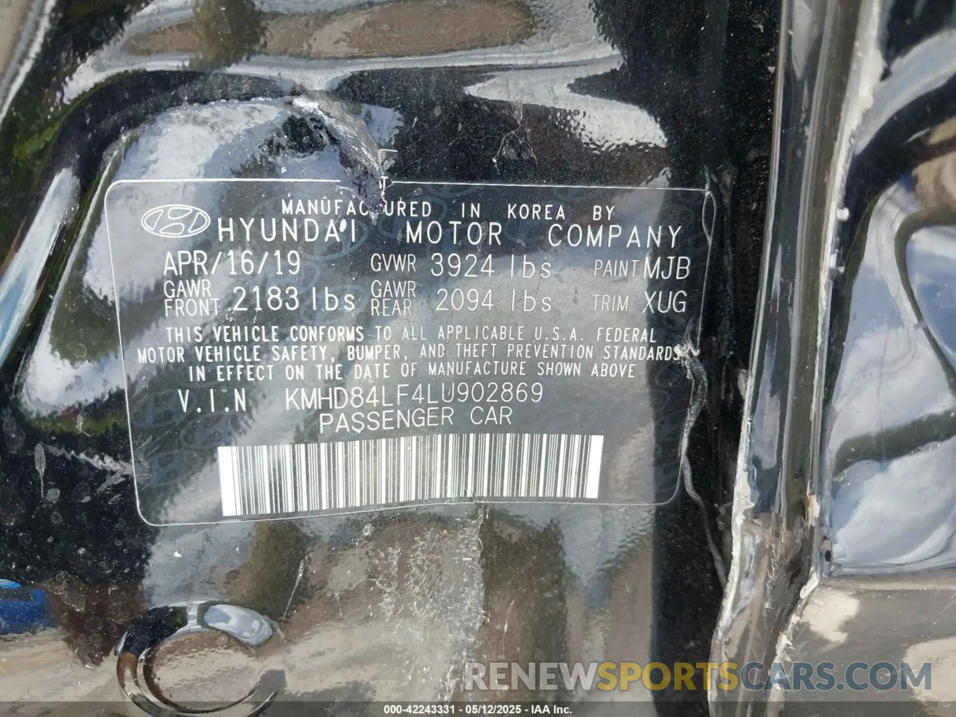 9 Photograph of a damaged car KMHD84LF4LU902869 HYUNDAI ELANTRA 2020