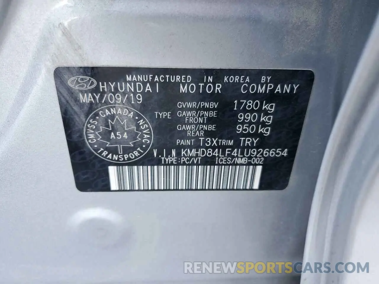 12 Photograph of a damaged car KMHD84LF4LU926654 HYUNDAI ELANTRA 2020