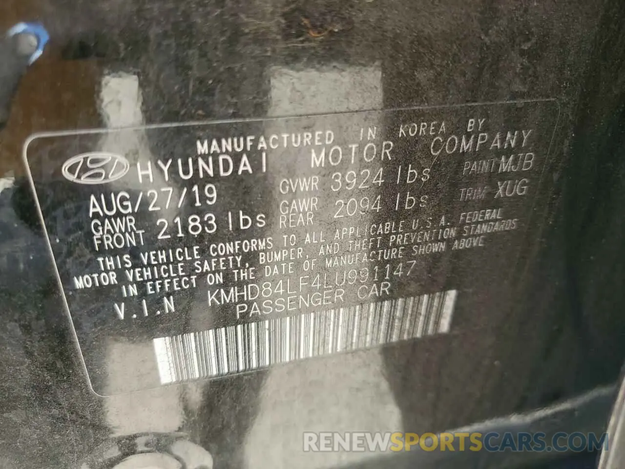 12 Photograph of a damaged car KMHD84LF4LU991147 HYUNDAI ELANTRA 2020