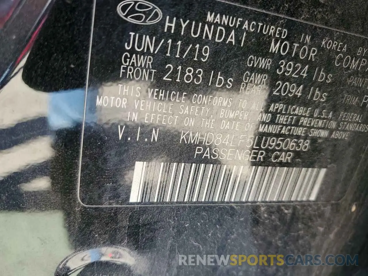 14 Photograph of a damaged car KMHD84LF5LU950638 HYUNDAI ELANTRA 2020
