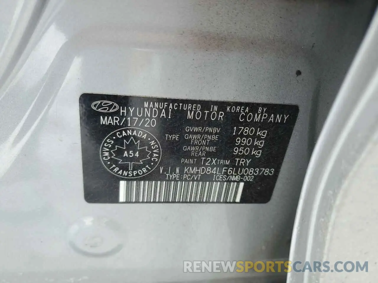 12 Photograph of a damaged car KMHD84LF6LU083783 HYUNDAI ELANTRA 2020