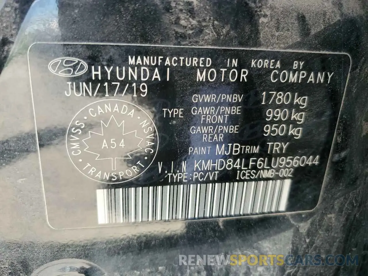13 Photograph of a damaged car KMHD84LF6LU956044 HYUNDAI ELANTRA 2020