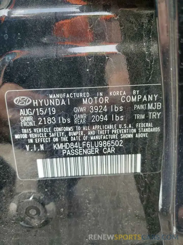 13 Photograph of a damaged car KMHD84LF6LU986502 HYUNDAI ELANTRA 2020