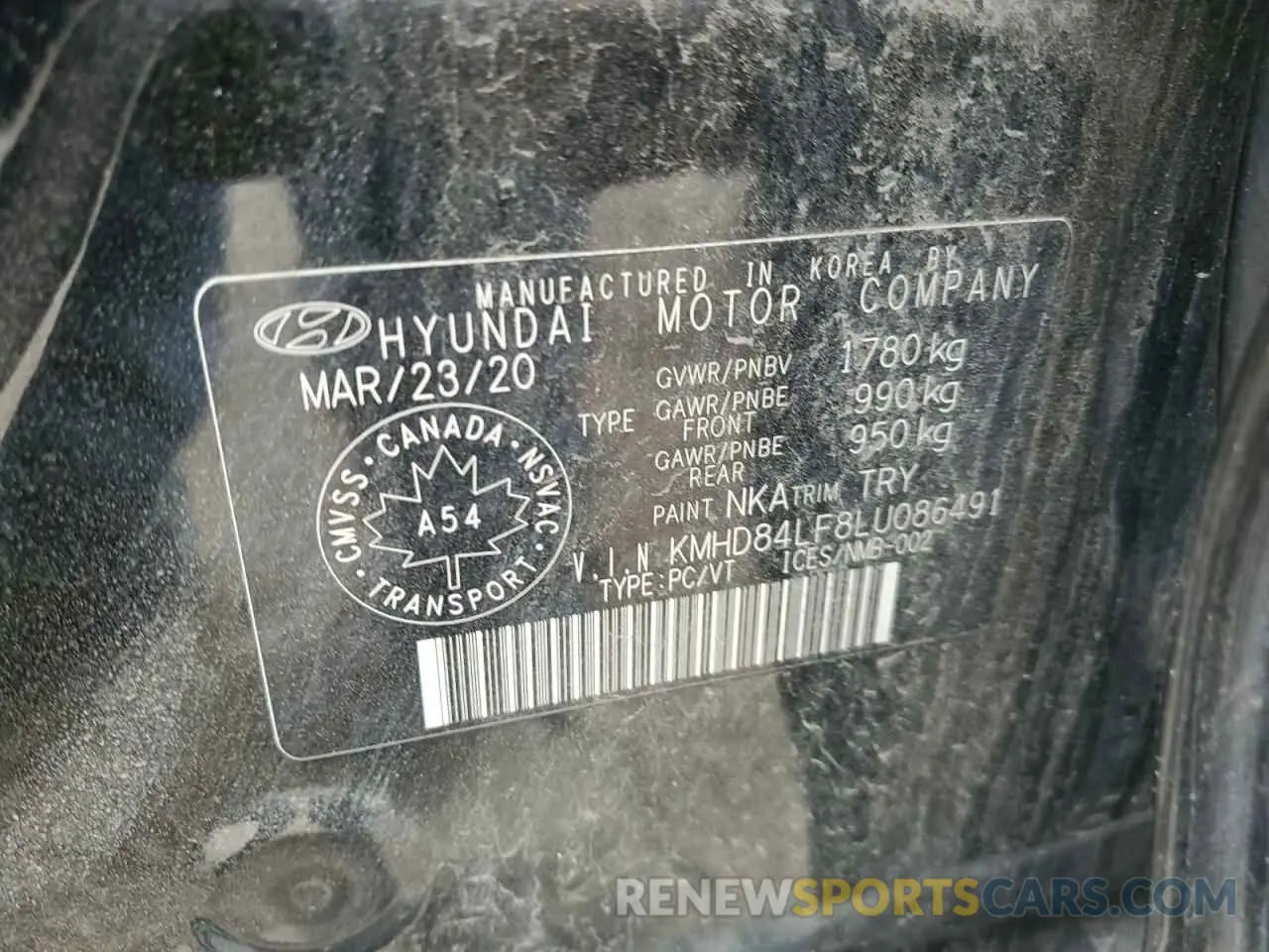 13 Photograph of a damaged car KMHD84LF8LU086491 HYUNDAI ELANTRA 2020