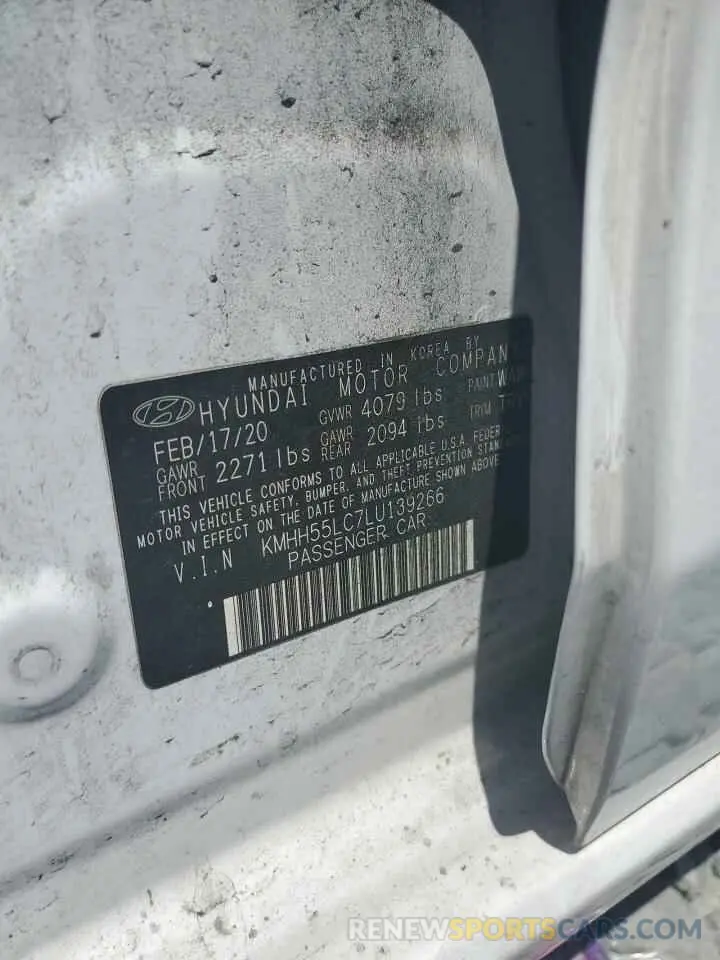 13 Photograph of a damaged car KMHH55LC7LU139266 HYUNDAI ELANTRA 2020