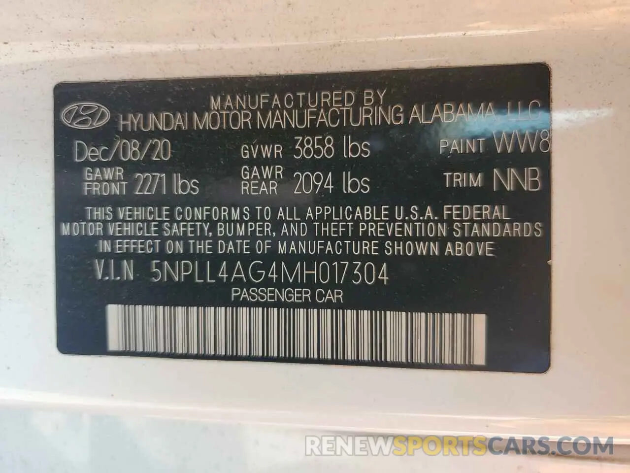 12 Photograph of a damaged car 5NPLL4AG4MH017304 HYUNDAI ELANTRA 2021