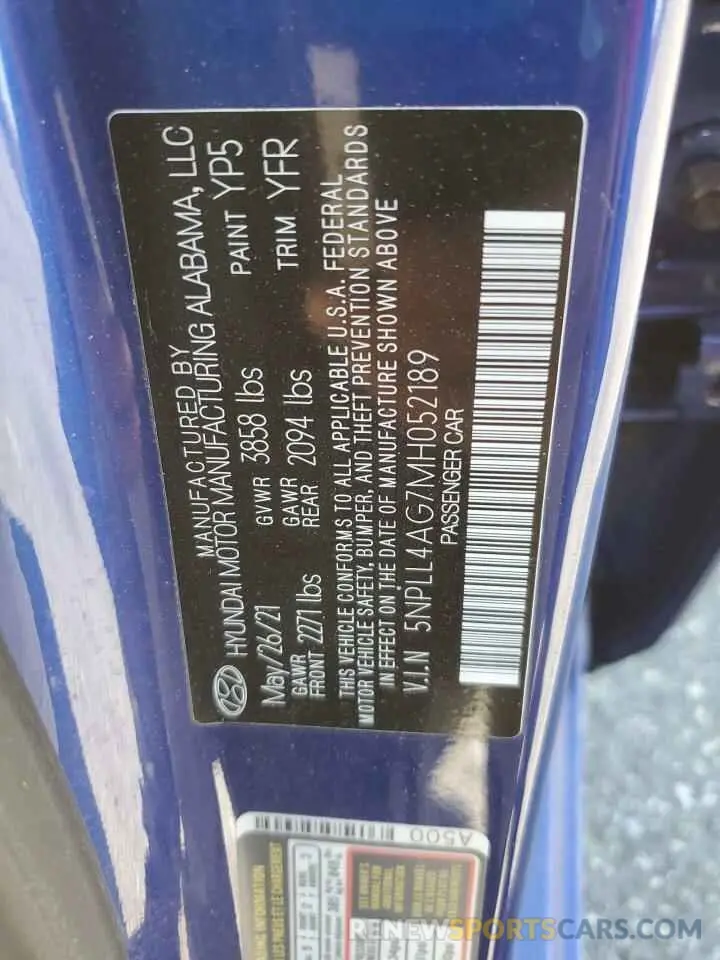 12 Photograph of a damaged car 5NPLL4AG7MH052189 HYUNDAI ELANTRA 2021