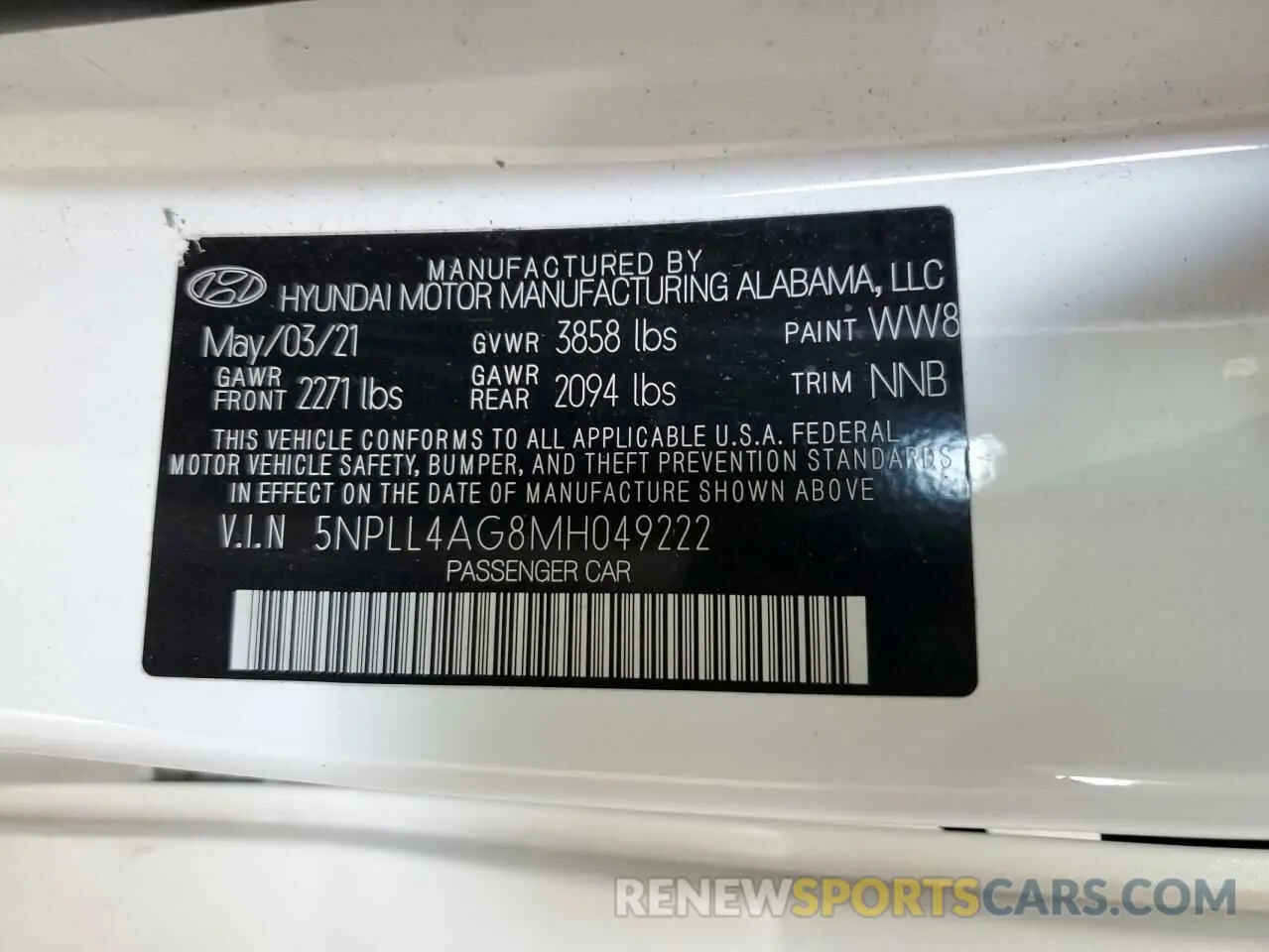 12 Photograph of a damaged car 5NPLL4AG8MH049222 HYUNDAI ELANTRA 2021