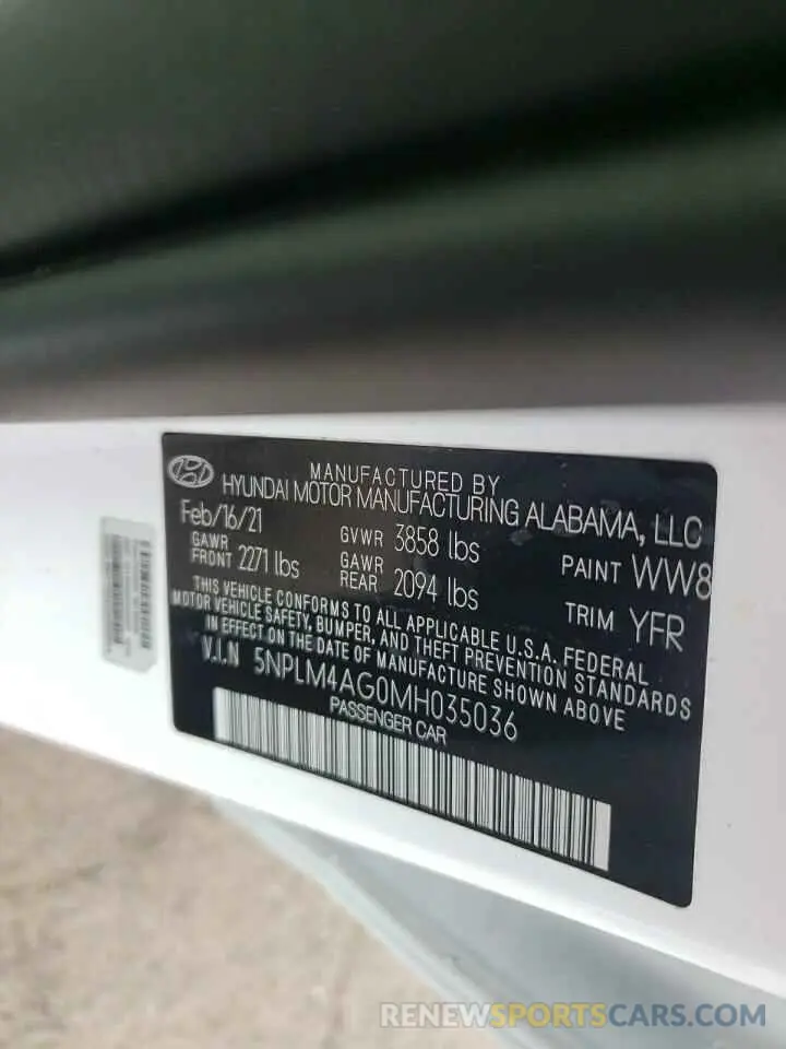 13 Photograph of a damaged car 5NPLM4AG0MH035036 HYUNDAI ELANTRA 2021
